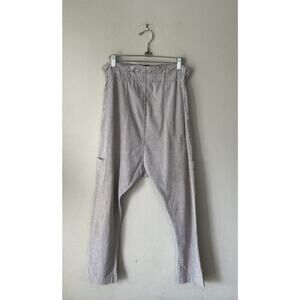 Pietsie Drop Crotch Striped Pants Pull On Small Beige White Resort Crop Coastal